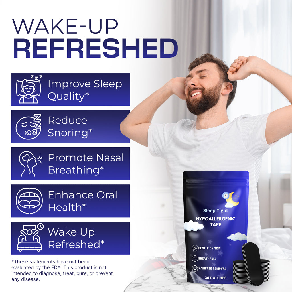 Sleep Tight Hypoallergenic Mouth Tape – Gentle, Breathable Sleep Strips (30 Patches)